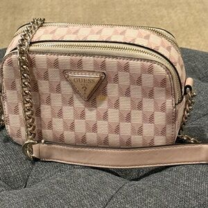 GUESS Pink Checkered Crossbody Bag